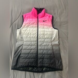 Nike Women's Pink and Gray Gradient Puffer Vest-  Reversible!